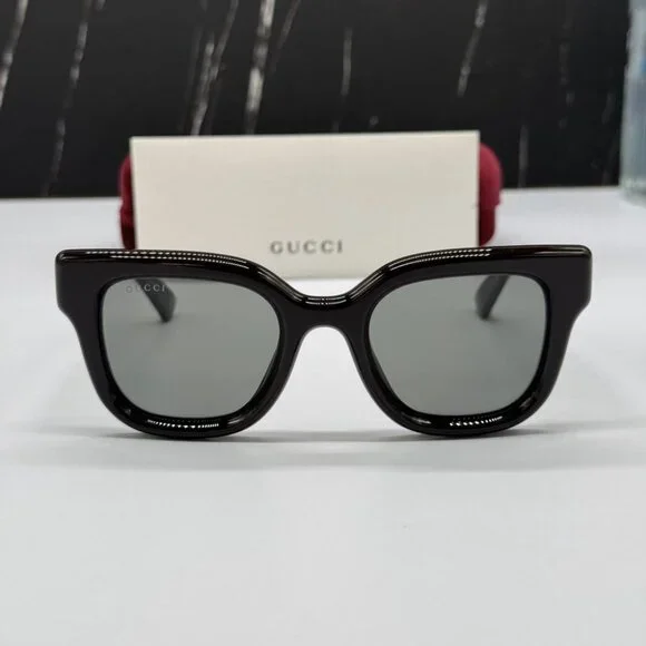 NEW GG1828S 004 GUCCI SHINY SOLID BROWN WOMEN GUCCI SUNGLASSES